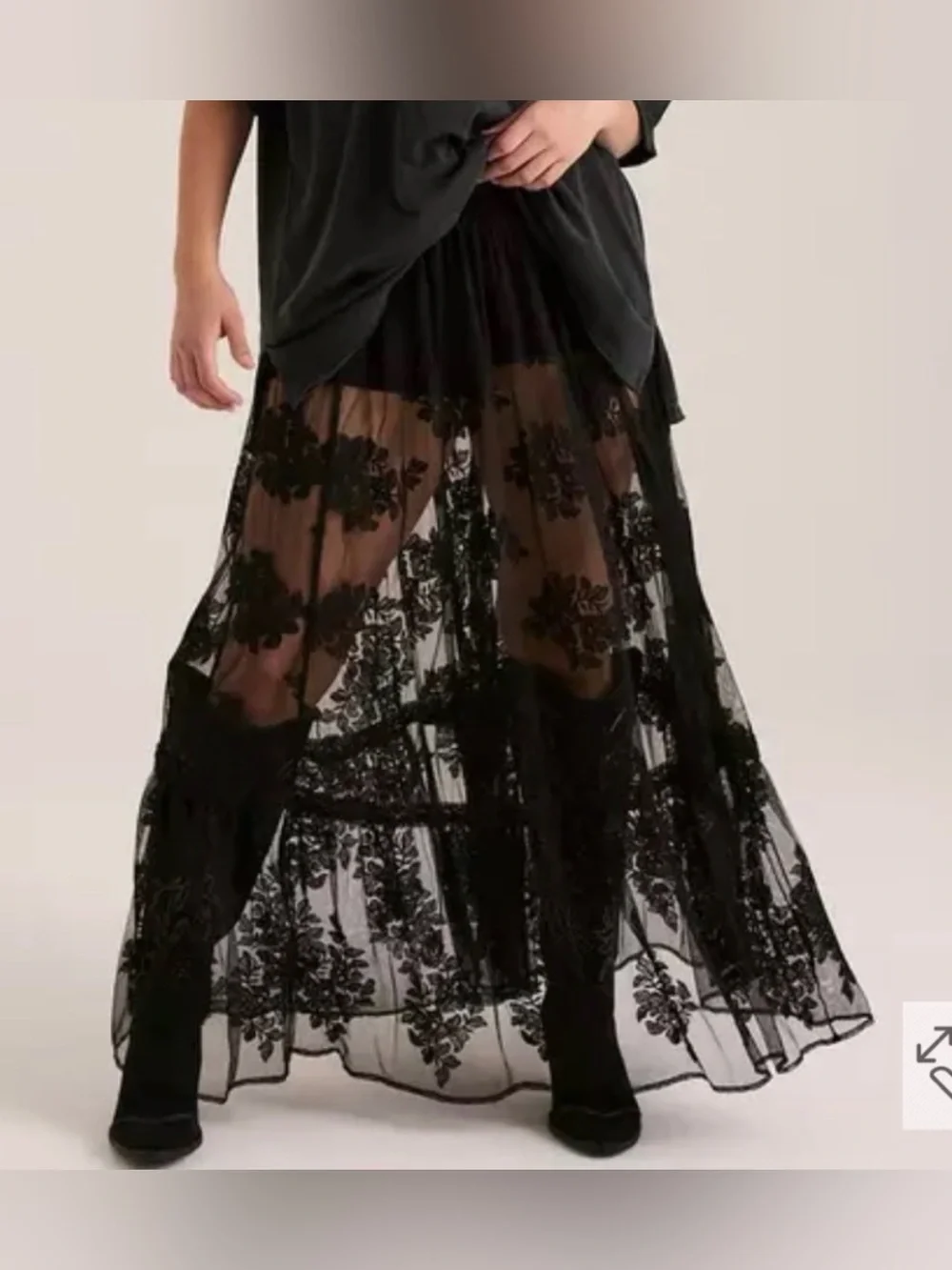 NWT Torrid Festi Black Lace Unlined Maxi Skirt 0X